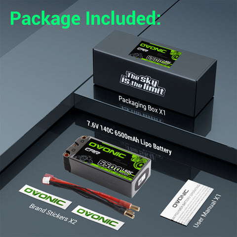 Ovonic 6500mAh 7.6V 140C 2S Hardcase LiHV Shorty Battery Pack with 5mm Bullet to Deans T Connector