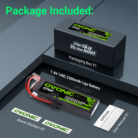 Ovonic 2S 2300mAh 140C 7.4V LiPo Battery w/IEC2 Plug