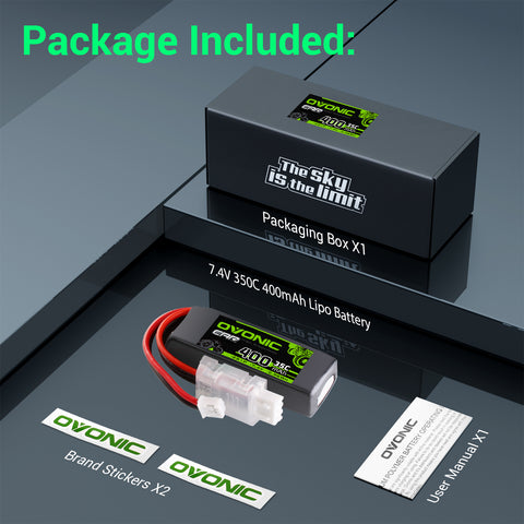Ovonic 2S 400mAh 35C 7.4V LiPo Battery w/JST Plug