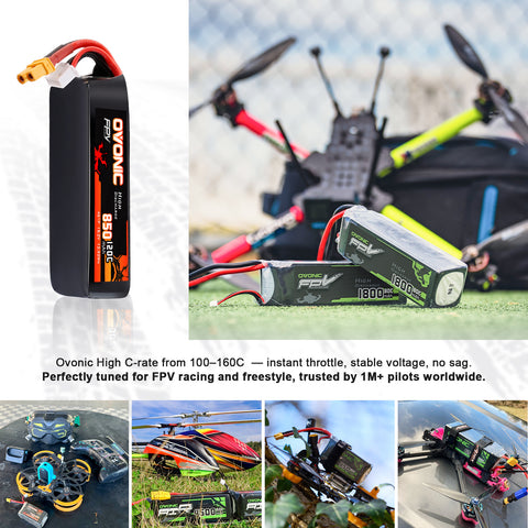 2-Pack Ovonic 4S 850mAh 120C 15.2V LiHV Battery w/XT30 Plug