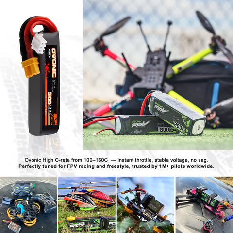 2-Pack Ovonic 2S 500mAh 120C 7.6V LiHV Battery w/XT30 Plug