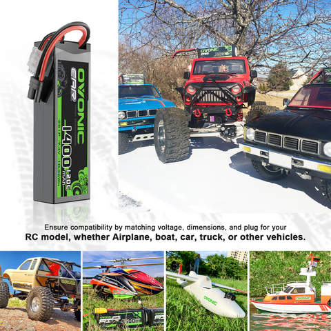 2 x OVONIC 2S 1400mAh 120C 7.4V Lipo Battery with IEC Plug for 2S RC Car Boat RC Aircraft
