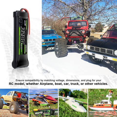 2 × OVONIC 8.4V 3200mAh NiMH Battery Pack 7-Cell with Tamiya Plug for RC Vehicles