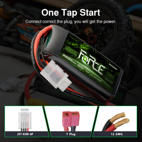 4-Pack Ovonic Force 3S 2200mAh 120C 11.1V Short LiPo Battery w/Deans Plug for 1/10 Race Buggy & On-Road Car (Voltage Checker Included)