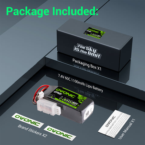 Ovonic 2S 1100mAh 60C 7.4V LiPo Battery w/JSTPHR Plug