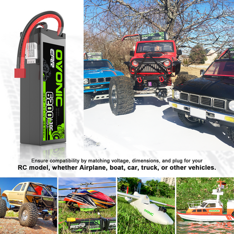 OVONIC 3S 6200mAh 11.1V 130C Hardcase LiPo Battery with Deans Plug for 1/8 & 1/10 Scale RC Car Truck RC Airplane