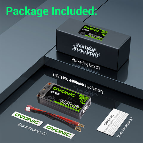 Ovonic 4400mAh 7.6V 140C 2S Hardcase LiHV Battery Pack with 5mm Bullet to Deans T Connector