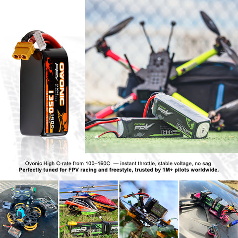2-Pack Ovonic 4S 1350mAh 140C 14.8V LiPo Battery w/XT60 Plug