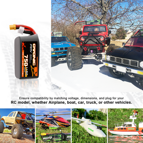 Pack de batteries LiPo Ovonic 4S 750 mAh 110 C avec prise XT30 pour drones FPV Cinematic Toothpick Cinewhoop de 3 à 5 pouces (2 ou 4 pièces)