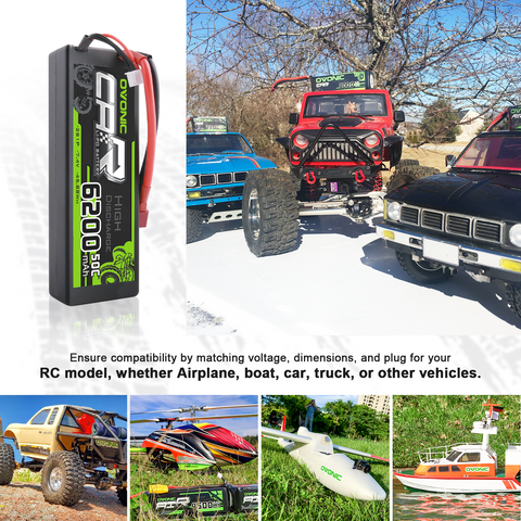 Ovonic 7.4V 50C 2S 6200mAh Hardcase LiPo Battery with Deans Connector for 1/10 Scale RC Cars, Trucks & Boats