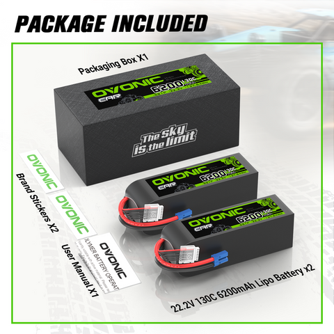OVONIC 6S 6200mAh 22.2V 130C LiPo Battery with EC5 Plug for 1/8 & 1/7 Scale RC Car 6S RC Boat Airplane