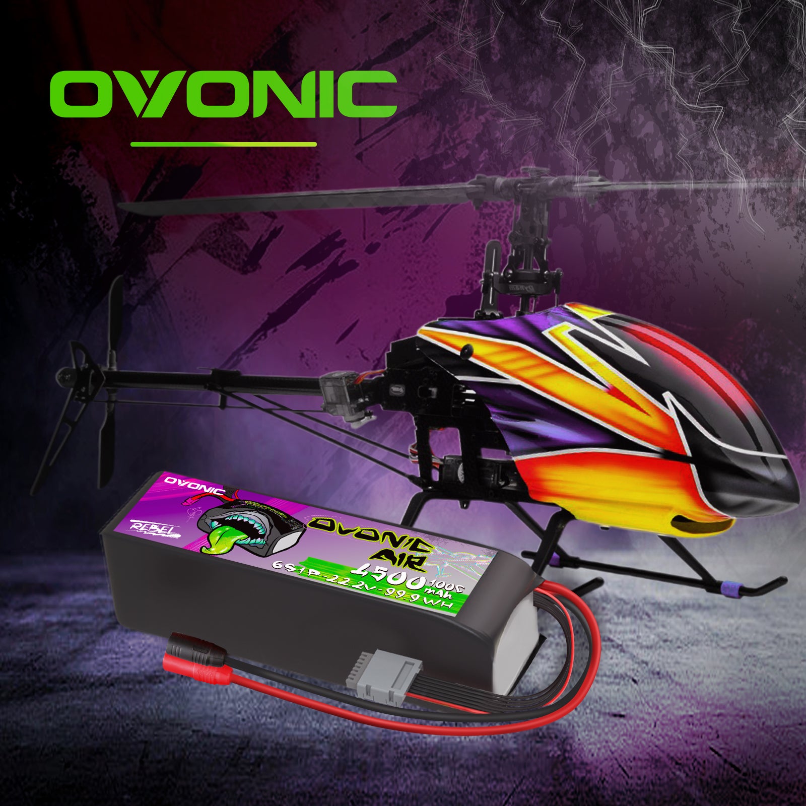 Ovonic Rebel 2.0 100C 6S 4500mAh 22.2V LiPo Battery with XT90 & AS150 Plug for for RC Car Airplane Heli