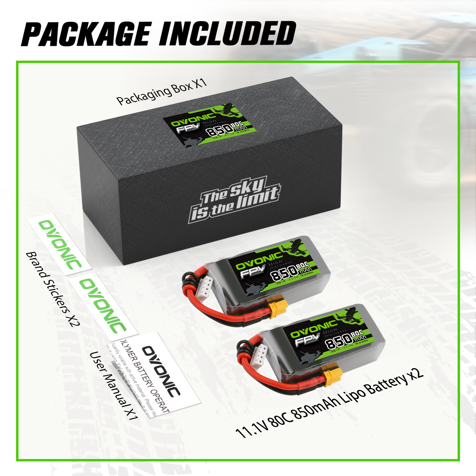 Batteria Lipo Ovonica per Bomber Axial RR10 1/10 Batteria Lipo Ovonica per Bomber Axial RR10 1/10