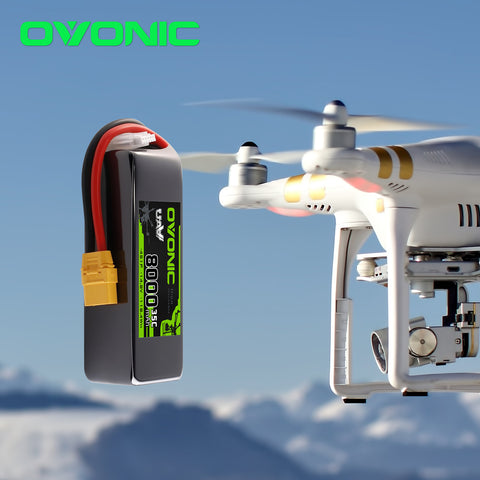 2-Pack OVONIC 14.8V 8000mAh 35C 4S Softcase LiPo Battery Pack with XT90 Connector for Large-Scale RC Vehicles, Boats, and Fixed-Wing Aircraft