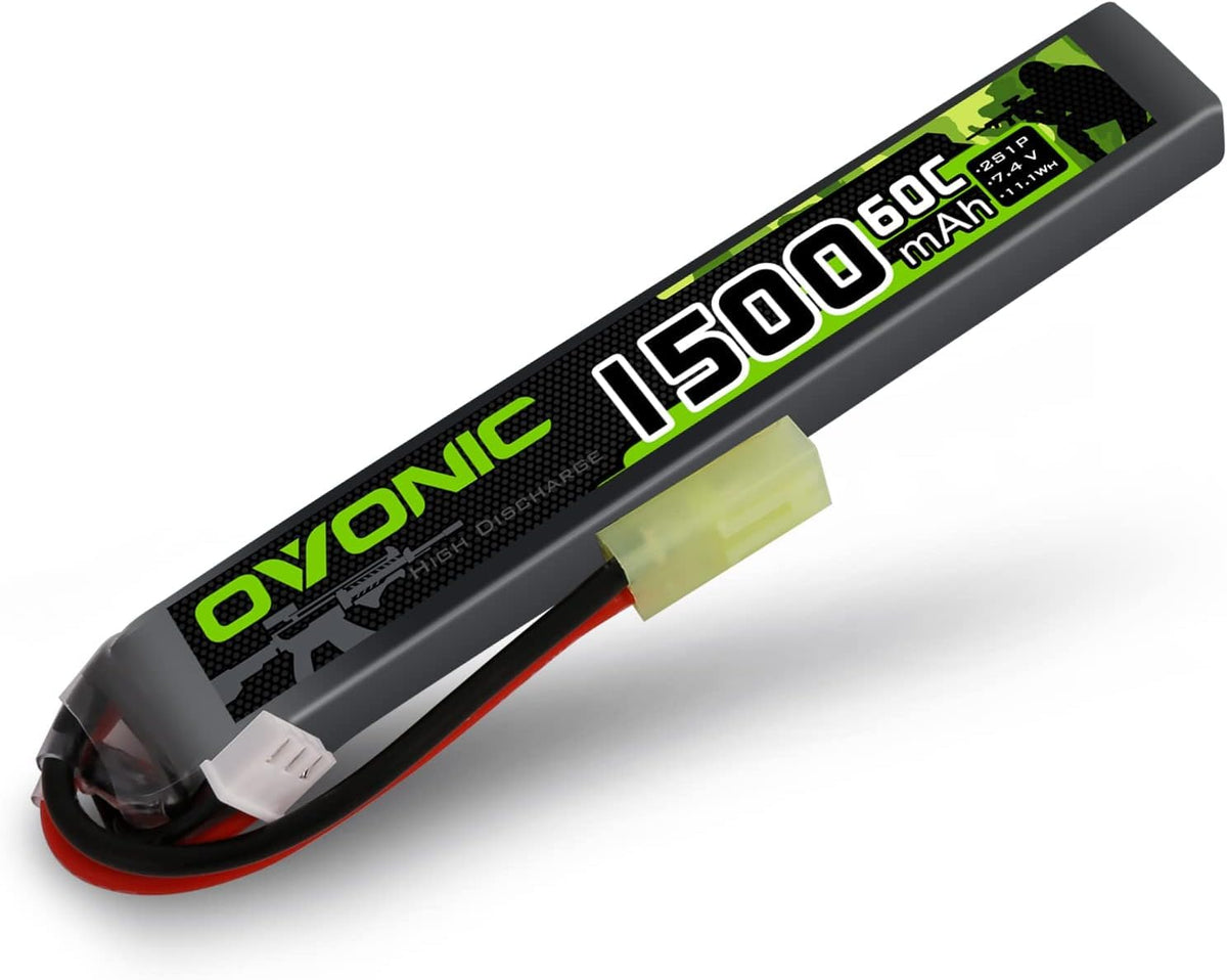 Ovonic 2S Lipo Battery 1500mAh 2S1P 60C 7.4V Airsoft Lipo Battery with Tamiya Connector for Airsoft Guns