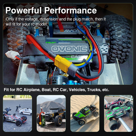 4-Pack Ovonic Force 3S 2200mAh 120C 11.1V Short LiPo Battery w/Deans Plug for 1/10 Race Buggy & On-Road Car (Voltage Checker Included)