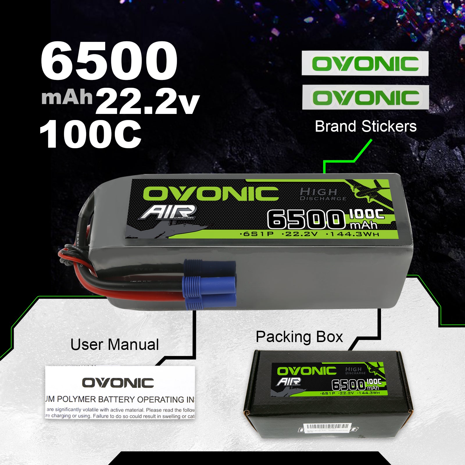 hoovo 6s lipo battery 22.2v 100c 5200mah with ec5 c Zeee Connector for RC Car RC Models(2 Pack) connector and 6S compatibility before installation Ovonic 6S Lipo Battery 5200mAh