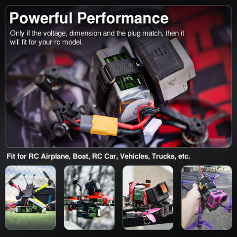 4-Pack Ovonic Force 4S 850mAh 130C 11.1V High C-Rate LiPo Battery w/XT30 Plug for FPV Quad, Freestyle Drone & Micro Jet