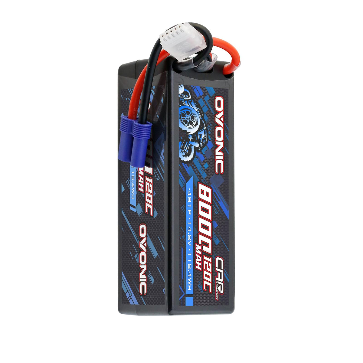 Ovonic 8000mAh 14.8V 120C 4S Hardcase LiPo Battery Pack with EC5 Plug for 1/8 and 1/6 Scale RC Cars and Trucks