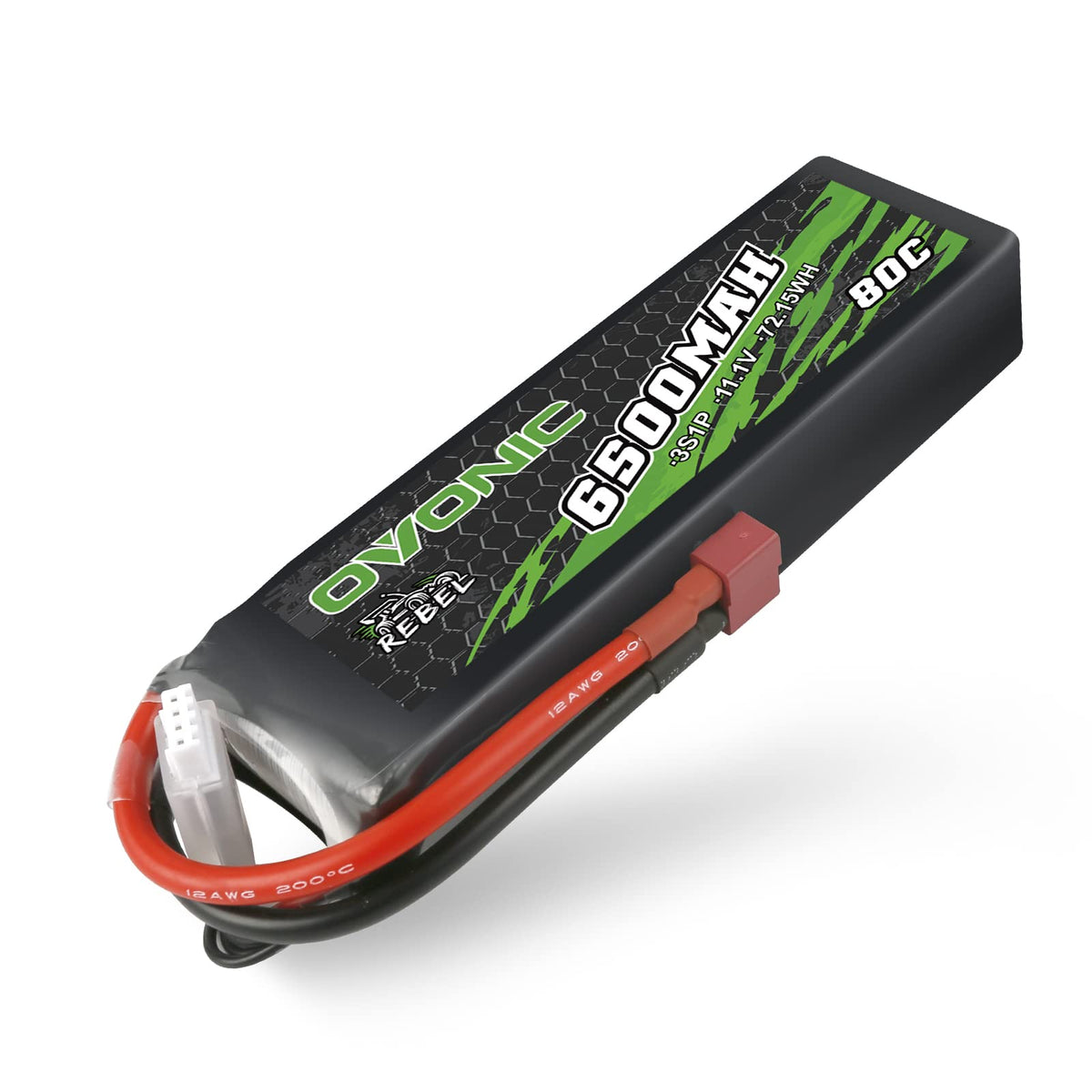 Ovonic 6500mAh 11.1V 80C 3S Softcase LiPo Battery Pack with Deans T Connector for RC Cars, Trucks, and Airplanes
