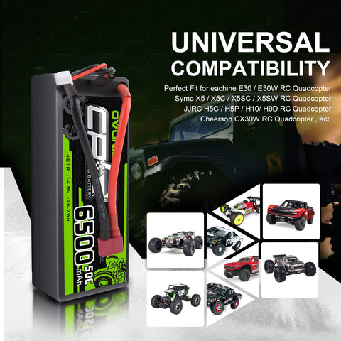 OVONIC 4S LiPo Battery Pack 6500mAh 50C 14.8V Hardcase with Deans Plug 1/8 Scale RC Cars RC Truggy RC Buggy(1/2 Pack)