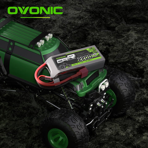 [2-Pack] Ovonic 2200mAh 7.4V 120C 2S LiPo Battery Pack with Deans T Connector for RC Cars, Trucks, and Boats