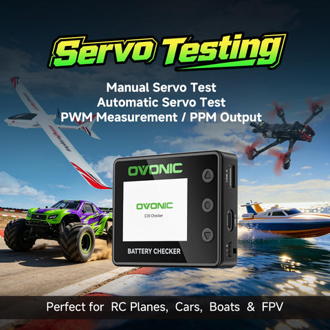 OVONIC C30 Smart Battery Checker, Cell Balancer for 1S-8S LiPo, LiHV, LiFe & Li-ion Batteries, PWM/PPM Servo Tester, 30W USB-C PD & 22.5W USB-A Fast Output