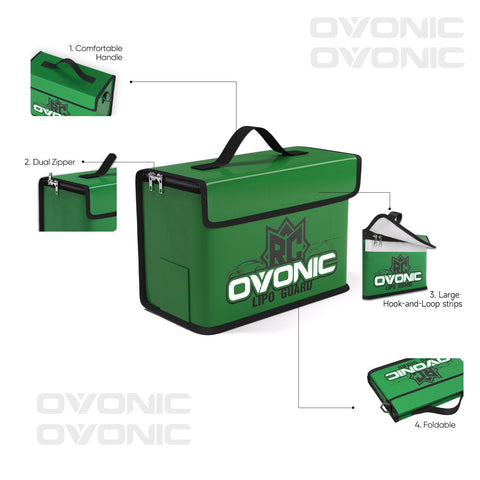 OVONIC Triple-Layer Fireproof LiPo Safe Bag Kit (S/M/L) | 1000℉ Heat Resistant Lipo Battery Storage Case
