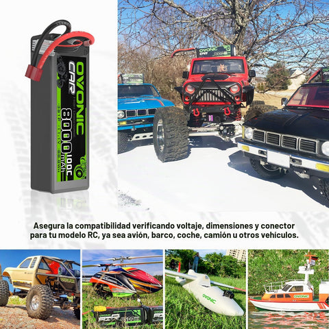 2-Pack OVONIC 11.1V 8000mAh 100C 3S Hardcase LiPo Battery Pack with Deans (T) Plug for 1/10 Scale RC Cars, Monster Trucks & Bashers