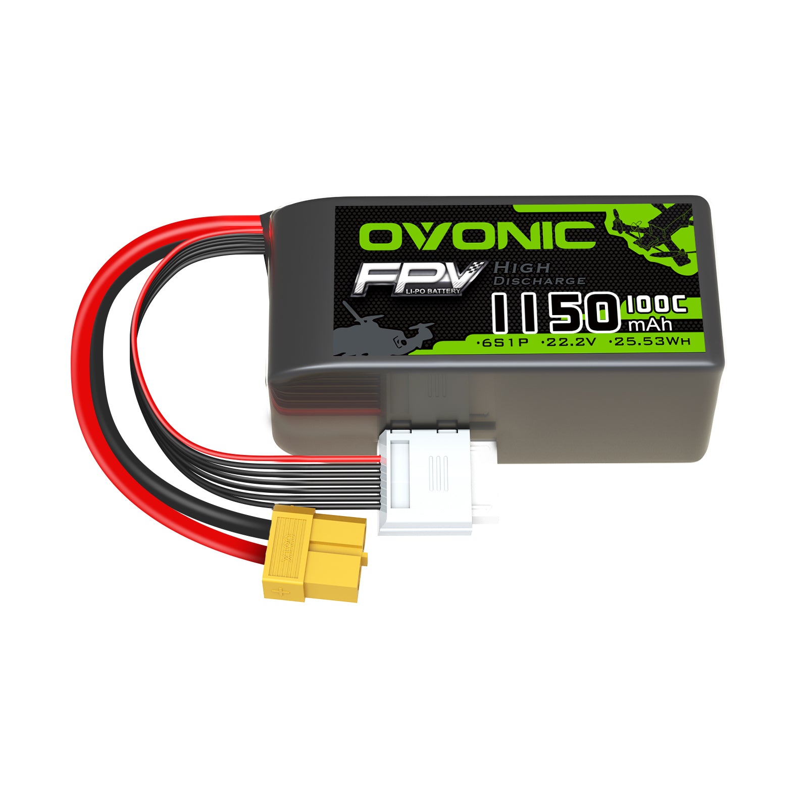 2×Ovonic 100C 6S 1150mAh 22.2V LiPo Battery for FPV - XT60 Plug