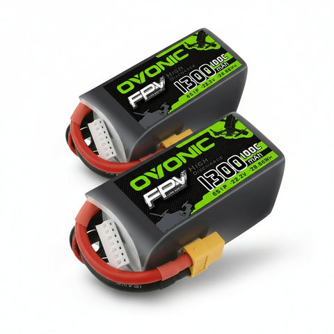 Ovonic 6S 1300mAh 100C LiPo Battery Pack 22.2V XT60 Plug for FPV Racing & Freestyle Drones(Multi-Pack)