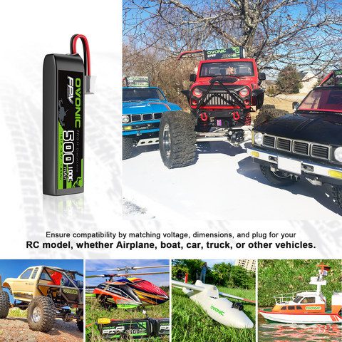 2 x OVONIC 3.7V 100C 500mAh 1S Lipo Battery Long Size with JST Plug