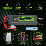 Ovonic 100C 11.1V 8000mAh 3S LiPo Battery for 1/8 and 1/10 RC Car - Deans & XT60 Plug