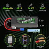 Ovonic 120C 6700mAh 4S LiPo Battery 14.8V with EC5 Plug for 1/10 & 1/8 Scale Cars