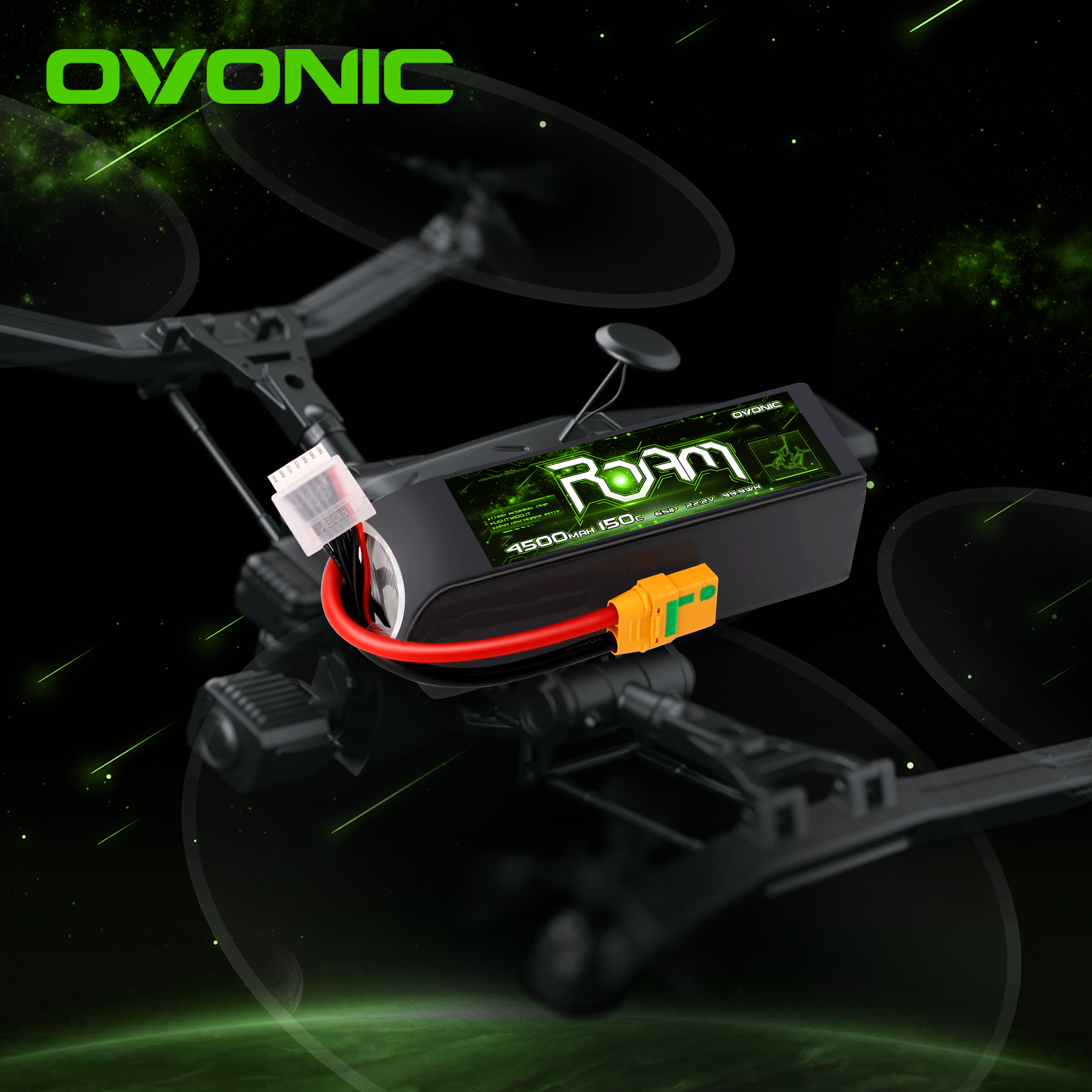 Ovonic Roam Series 6S Lipo Battery 4500mAh 6S1P 150C 22.2V Long Range Lipo Battery
