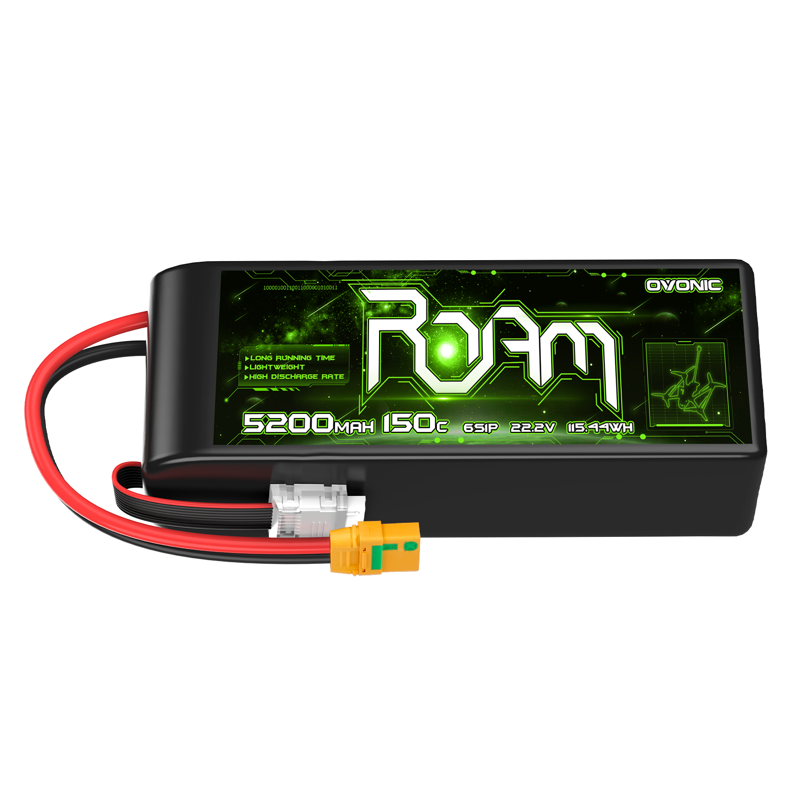 Ovonic Roam Series 6S Lipo Battery 5200mAh 6S1P 150C 22.2V Long Range Lipo Battery with XT90-S Anti Spark Plug