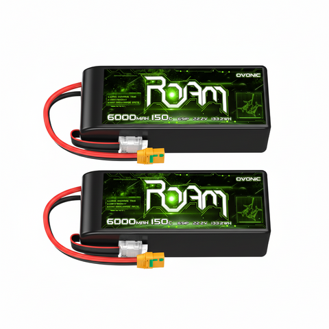 Ovonic Roam Series 6S 6000mAh 150C LiPo Battery with XT90-S Anti-Spark Plug for 7-10 inch Cinelifters & Long Range FPV Drones (1/2 Pack)