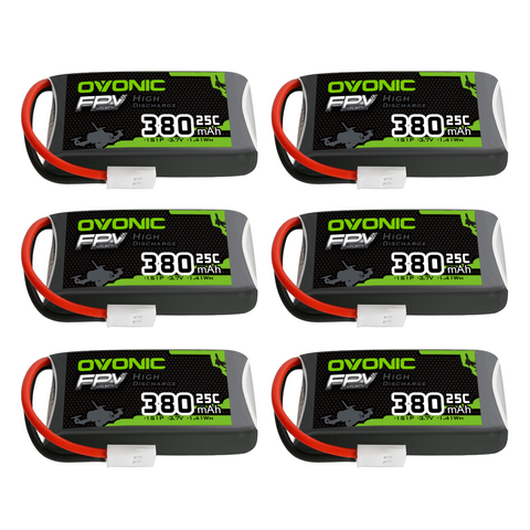 6 x OVONIC 3.7V 25C 380mAh 1S Lipo Battery with Molex Plug for Small-scale FPV Drones Micro Drones Freestyle and Racing