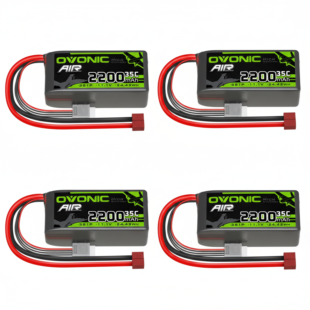 OVONIC 3S 35C 11.1V 2200mAh Short LiPo Battery Pack With T Plug For Airplane Helicopter(4/2 Pack)