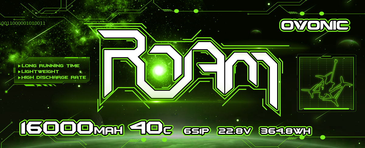 Ovonic ROAM 22.8V 16000mAh 40C 6S1P LiHV Battery Pack with XT90S-F Anti-Spark Plug for Agricultural Spraying and Crop Dusting Drones