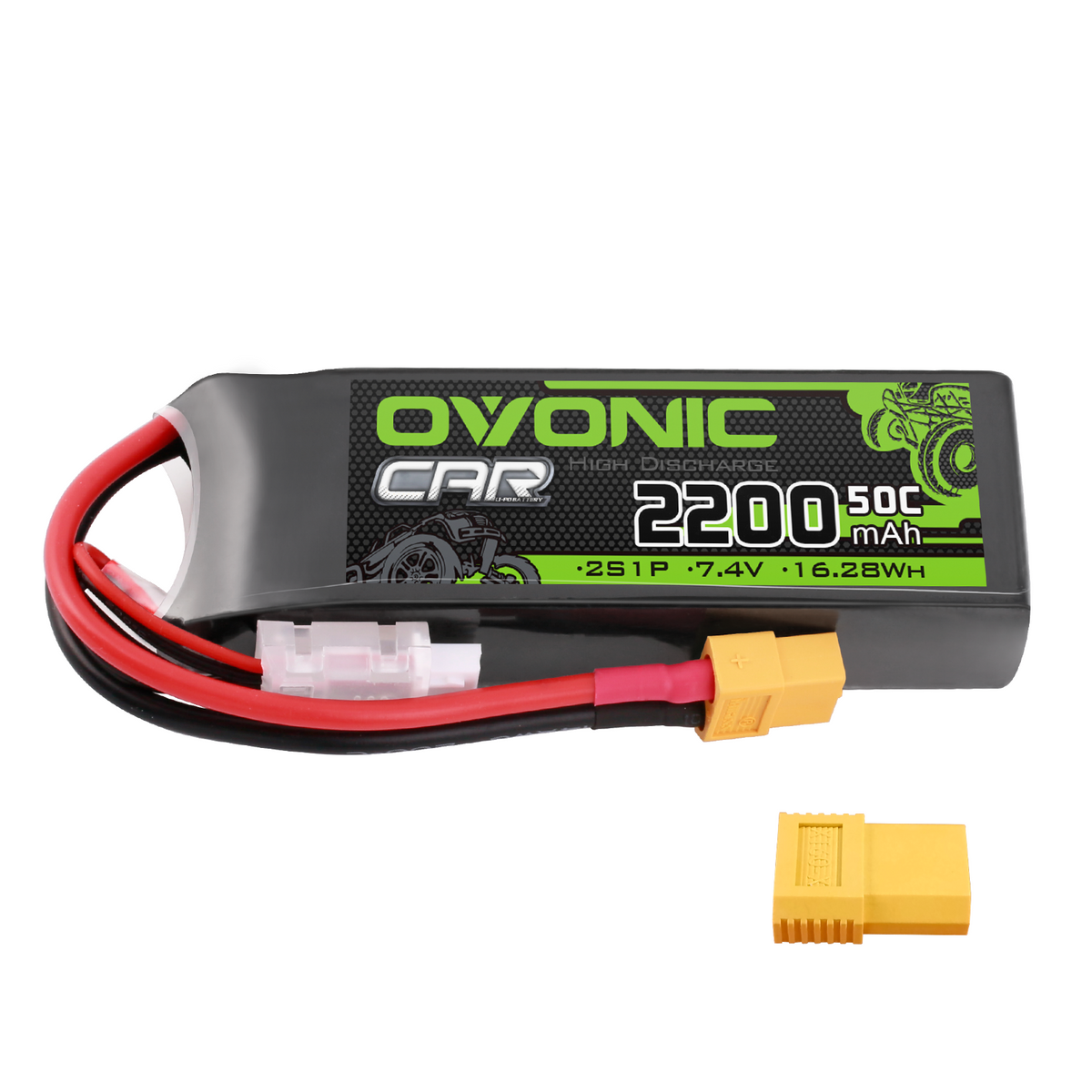 [FREE for First 20 | CODE: PRIMEFREE] [June 22-24] Ovonic 7.4V 2200mAh 2S1P 50C Lipo Battery with XT60 & Trx Plug