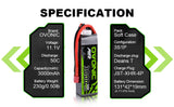 2×Ovonic 3000mAh 3S 50C Lipo Battery 11.1V Long with T Plug for Aircraft