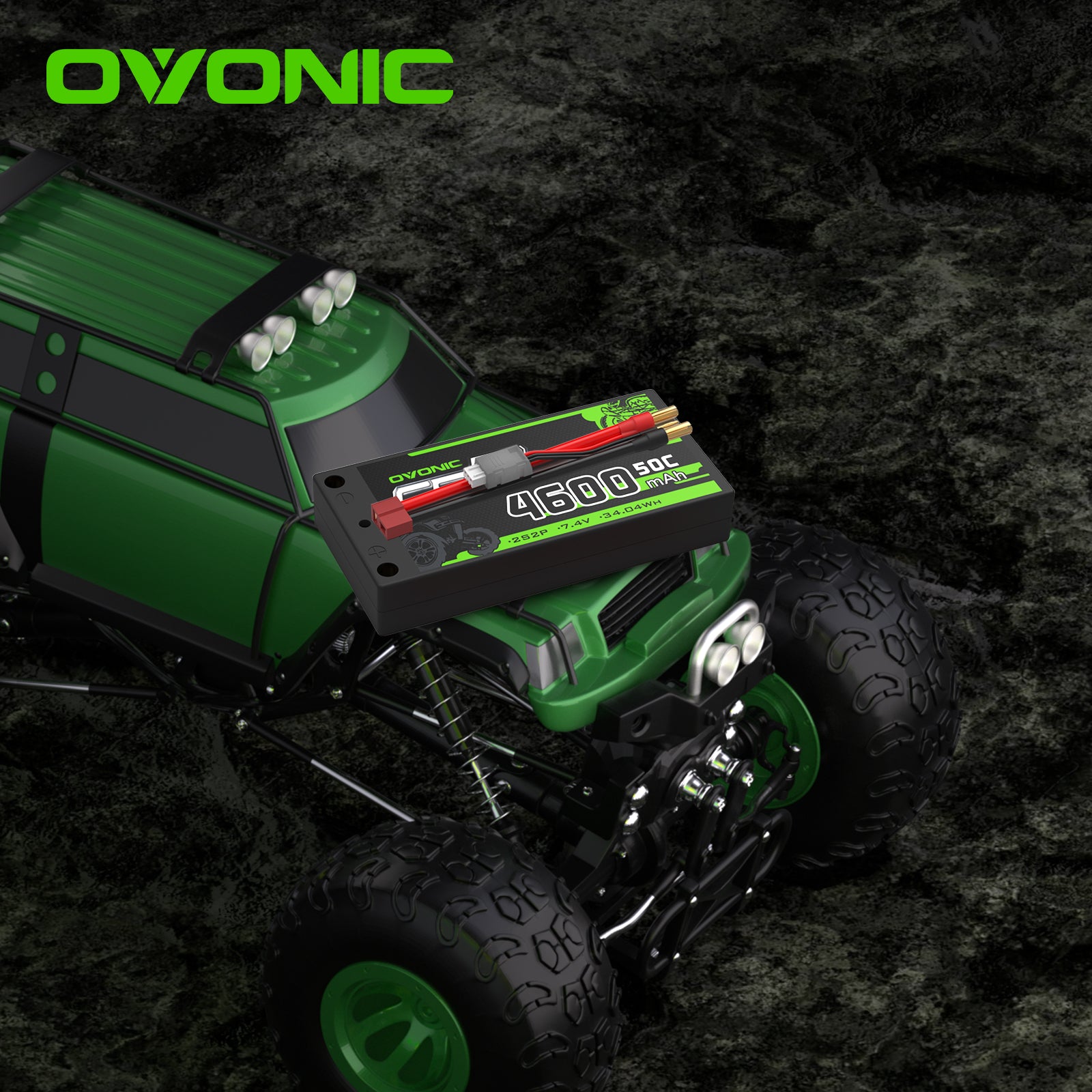 OVONIC 7.4V 4600mAh 2S2P 50C Hardcase Shorty Lipo Battery 29# with Deans for 1/10 Buggy &Truggy