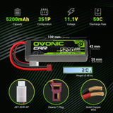 2x Ovonic 50C 3S1P 5200mAh 11.1V LiPo Battery for RC Car - Deans & XT60 Plug