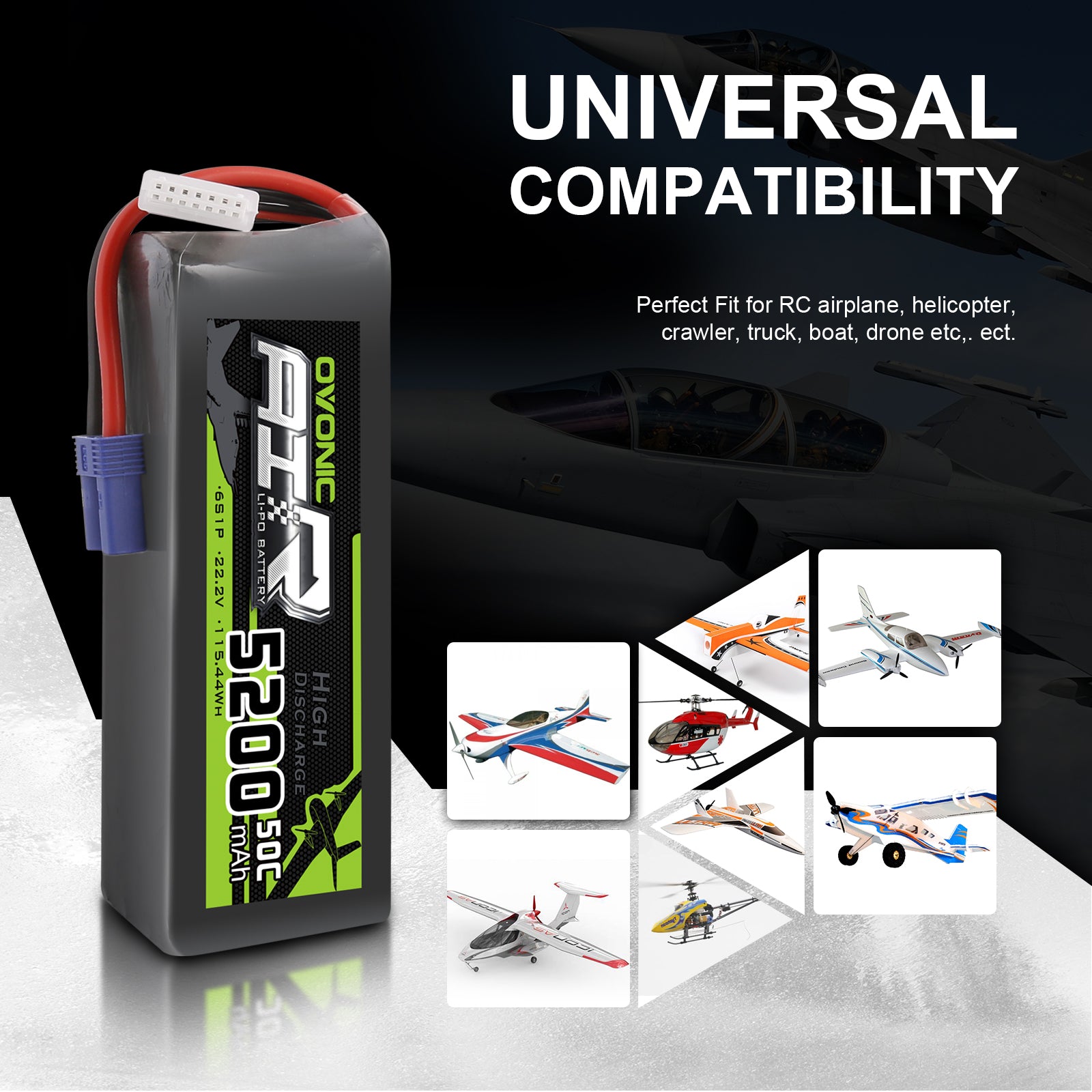 2x Ovonic 5000mAh 6S Lipo Battery 22.2V 120C EC5 for RC Airplane Jet 2x Ovonic 5000mAh 6S Lipo Battery 22.2V 120C EC5 for RC Airplane Jet