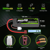 2×OVONIC 5500mAh 3S 11.1V 50C Lipo Battery T Plug for Arrma car