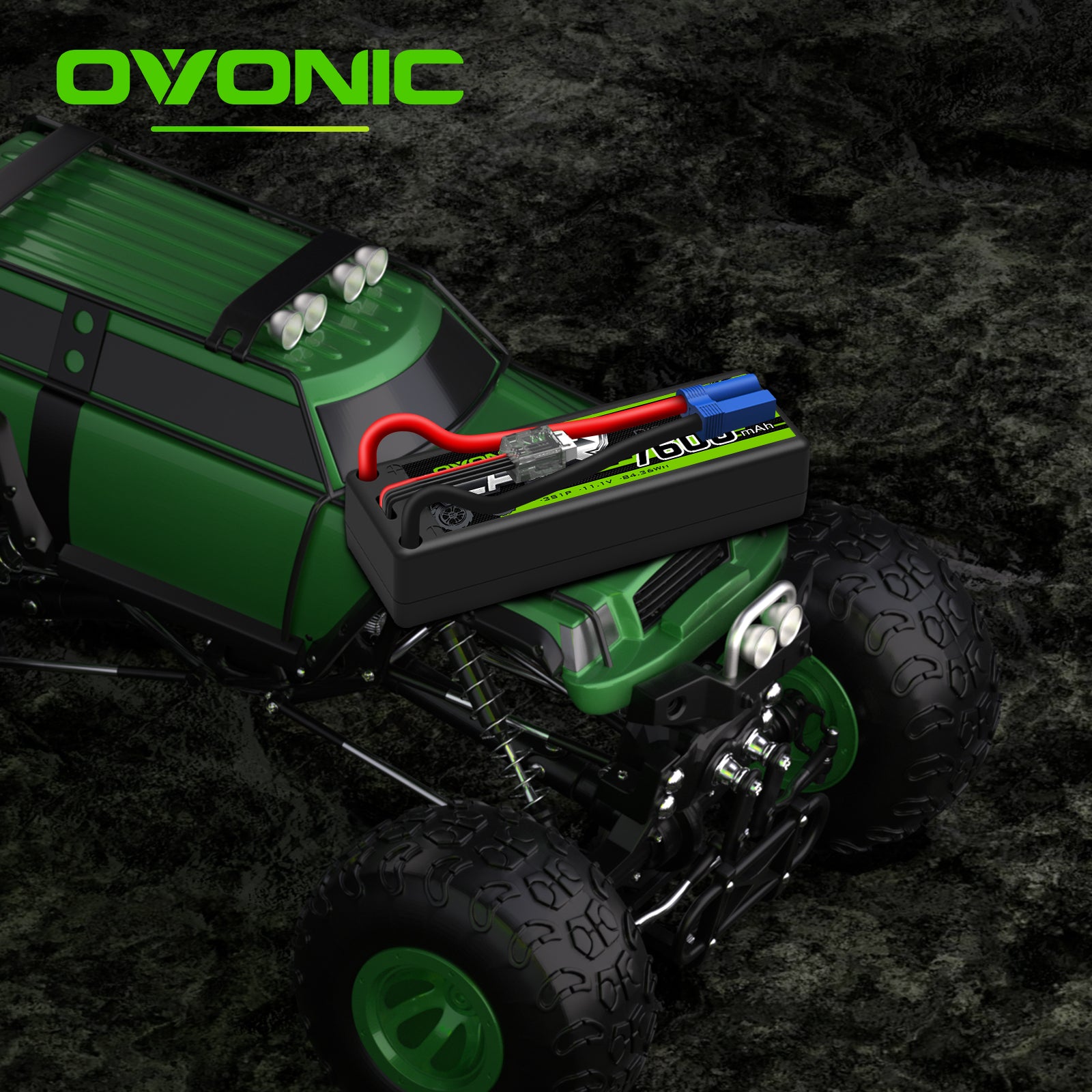 OVONIC 11.1V 7600mAh 3S1P 50C Hardcase Lipo Battery 13# with EC5 Plug for Arrma 1/7 1/8 1/10 RC Car