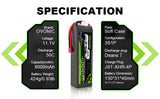 2×Ovonic 50C 3S 8000mAh Lipo Battery 11.1V with Deans Plug for 1/10 &1/8 Car