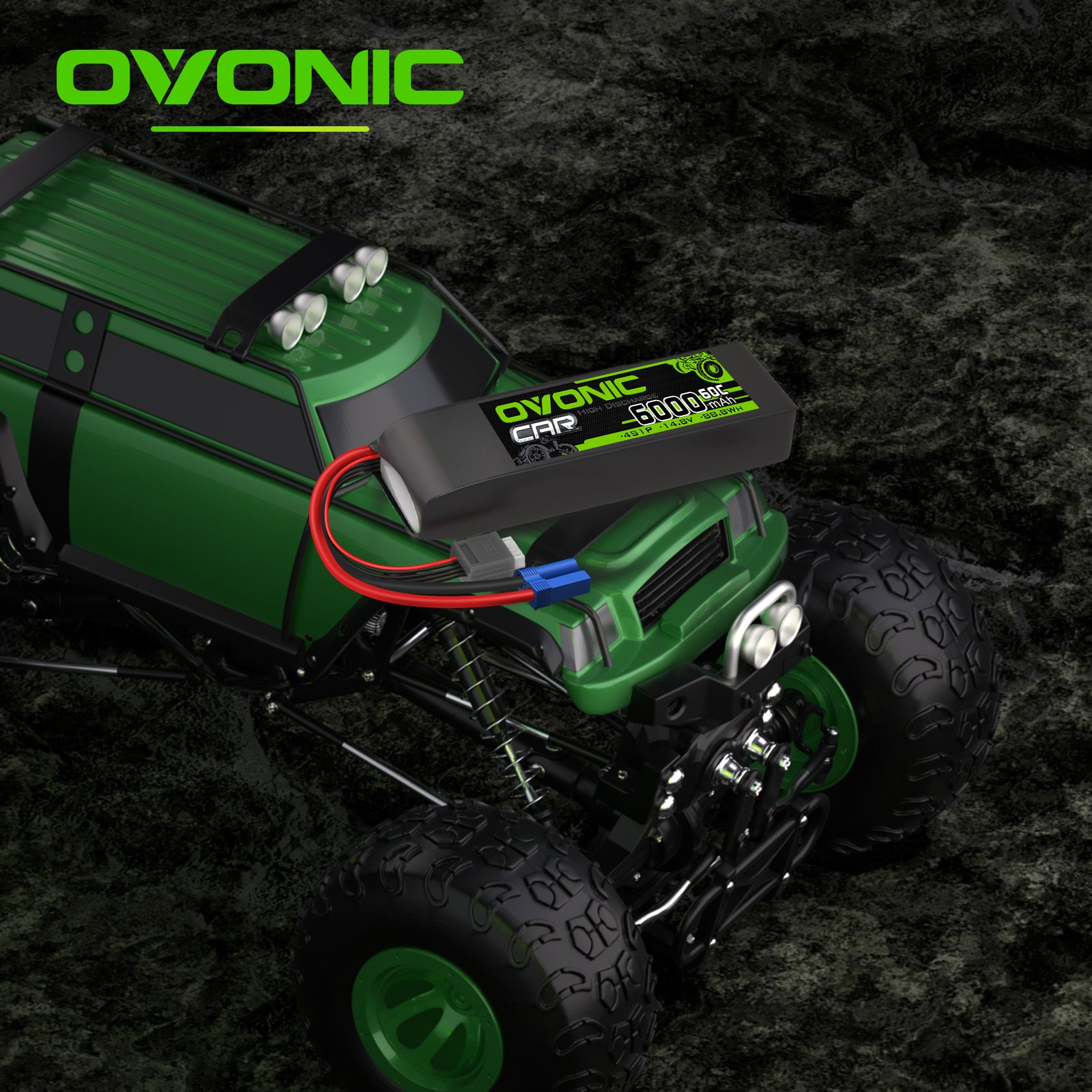 Ovonic 60C 14.8V 6000mAh 4S LiPo Battery Pack for 4s &8s RC car Arrma Truck - EC5 Plug