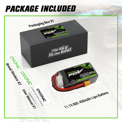 OVONIC 11.1V 80C 450mAh 3S Lipo Battery with XT30 Plug